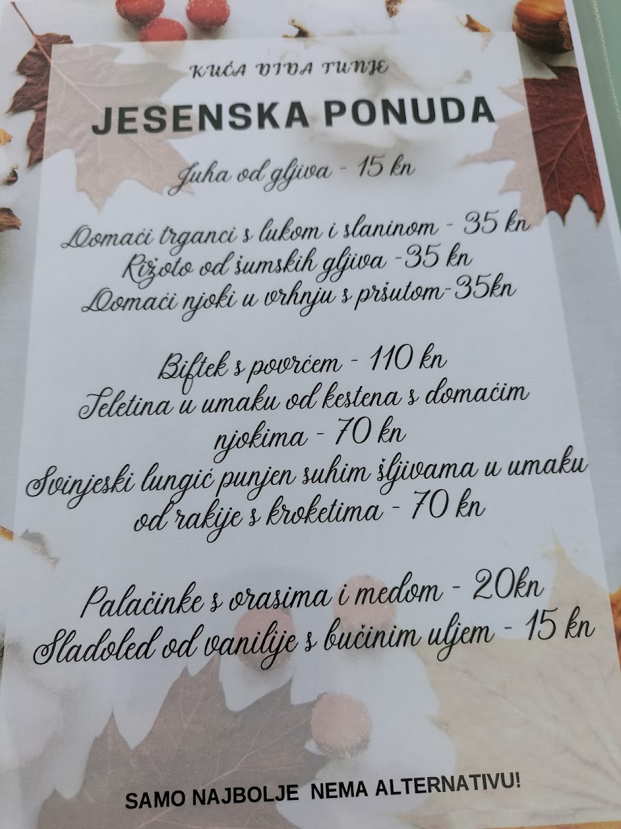 Kuća Dida Tunje Menu - Image 1